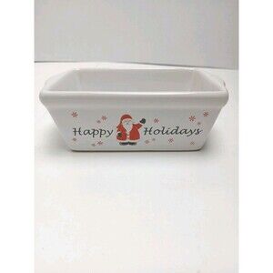Michael’s Stoneware Christmas White Ceramic Happy Holidays Mini Loaf Pan